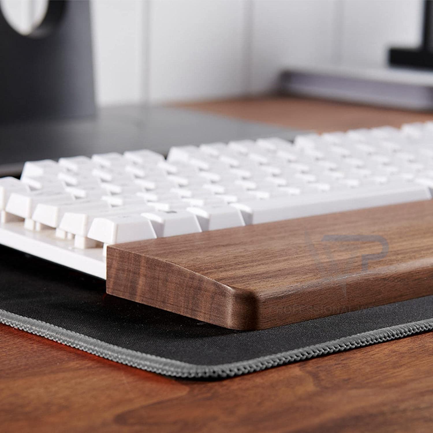 【美品】Leather & Wood Keyboard Wrist Rest Professional Wood Craft ᵀᴹ Wooden Wrist Rest Palm Rest Support
